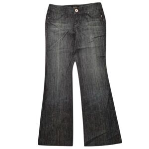 💎 WHBM Noir Rhinestone Embellished Wide Leg Trouser Jeans 4R Dark Wash